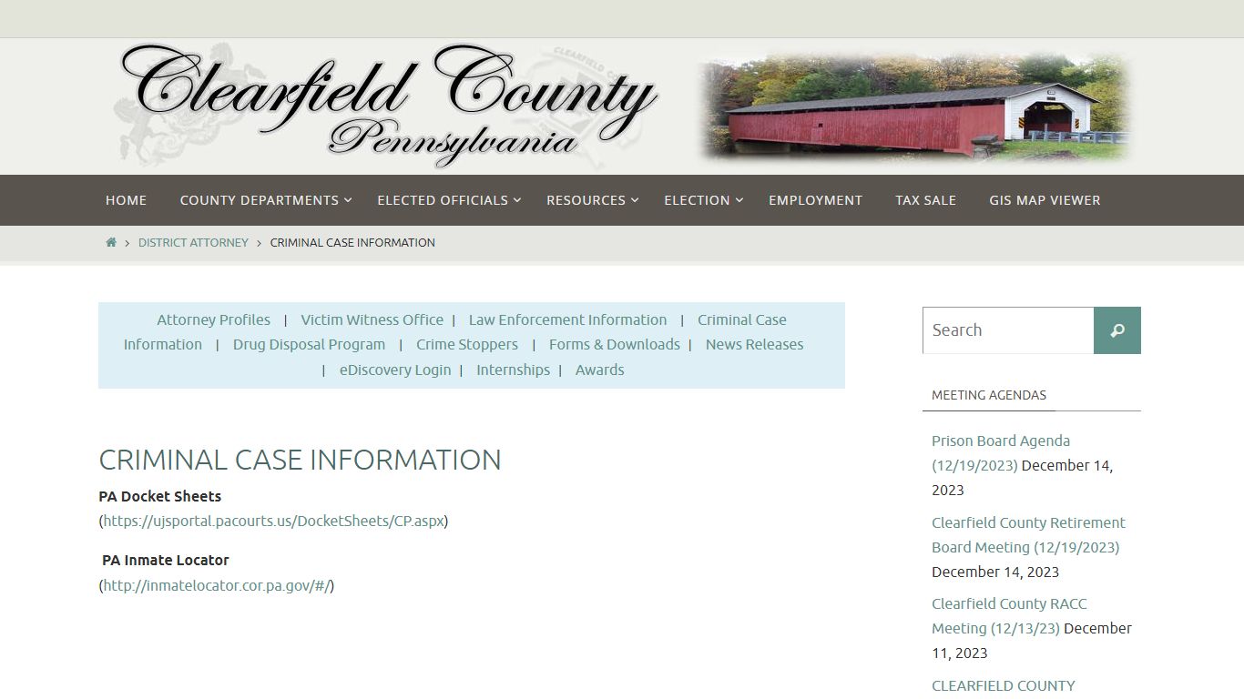 Criminal Case Information - Clearfield County, Pennsylvania